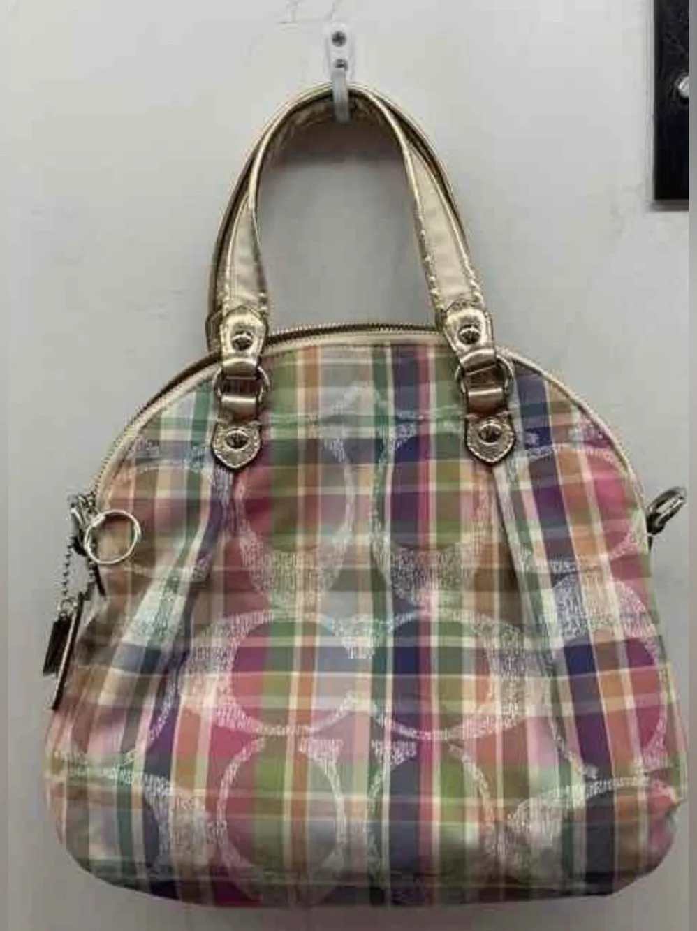 Y2K Coach Poppy Daisy Madras Plaid Satchel